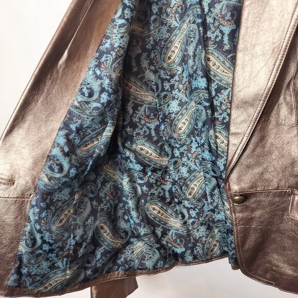 Worthington Leather Jacket Gold Bronze Button Up - Picture 9 of 10